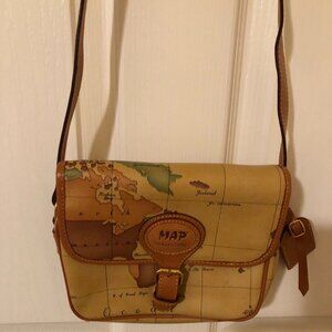 MAP PRINT COLLECTION CROSS BODY PURSE